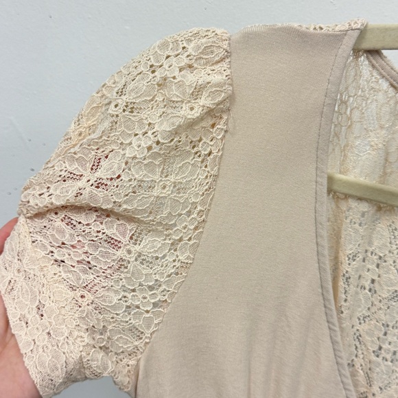 Betsey Johnson Mosaic Lace Puff-Sleeve Midi Dress Crochet Back Cream Sm JL408532 - Picture 8 of 15